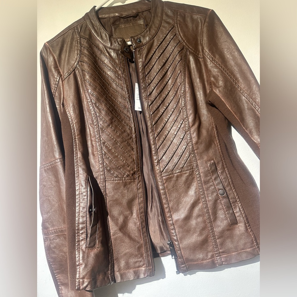 brown faux leather jacket